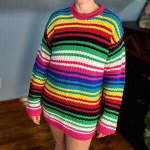 Vintage Colorful Striped Women's Sweater